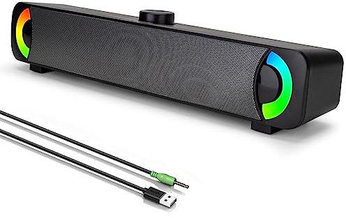 HPYLIF·H PC Speakers,3D Surround Stereo Computer Speakers for Desktop Monitor, RGB Sound Bar with 3.5mm AUX jack and USB Interface,Gaming Computer Speakers for Desktop, Laptop