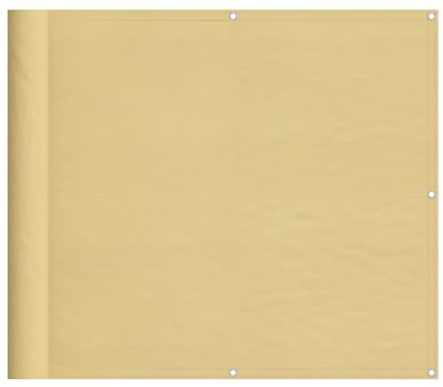 vidaXL Balkon Sichtschutz, Balkonbespannung mit Aluminium-Ösen, Balkonverkleidung Wasserfest, Balkonabdeckung Windschutz, Sandfarben 90x300cm 100% Polyester-Oxford