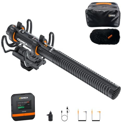COMICA VM40 Shotgun Microphone with Wireless Modes, 48kHz/32-bit, 32GB Storage, Safety Audio Track, Super Cardioid Camera Mic for Filmmakers, Vloggers - Wireless Mic for Camera, Smartphone, PC