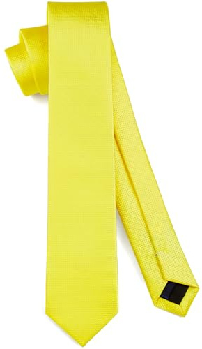 HISDERN Corbata amarilla limón Corbatas finas fina para hombre de seda lisa formal clásica para bodas Fiestas Negocios (6 cm)