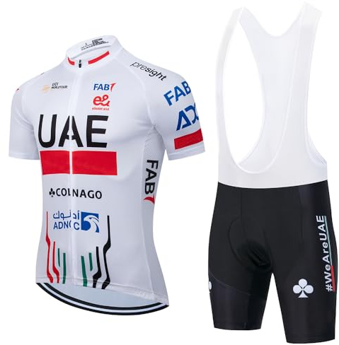 X-CQREG Men's Cycling Jersey Set Road Bike Jersey Zipper Pocket Bib Shorts with 12D Padded Cycling Clothing Set (White 1,X-Large)