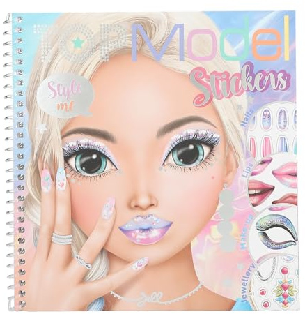 Depesche 13437 TOPModel Face Dress Me Up - Livre d'autocollants avec 24 Pages de Portraits de modèles pré-imprimés à réaliser soi-même, y Compris 7 Feuilles d'autocollants