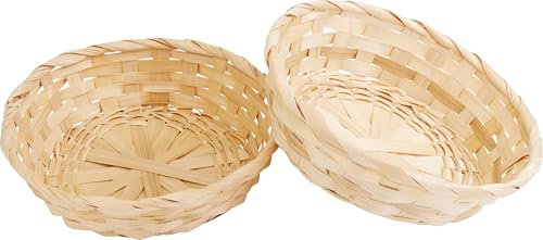 VBS Osterkorb Bambus, Ø 20 cm, 2 Stück. Ideal für Ostern, Basteln und Deko. Leichte, stabile Körbe für Geschenke. Perfekt zur Verschönerung Ihrer Ostern!