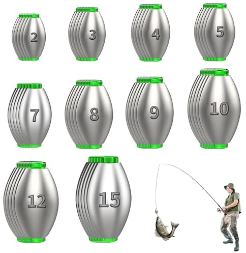 AIZHAZHA Set di 50 Piombini da Pesca, Piombi da Pesca Accessori Rimovibili, Piombo (2/3/4/5/7/8/9/10/12/15 g, 10 Misure)