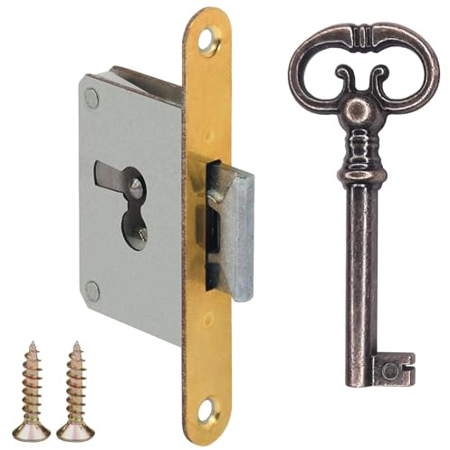 cyclingcolors Cerradura para insertar 40 mm para armario con llave antigua mueble cajón puerta, izquierda