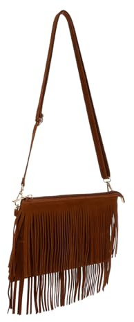 Milisten Bolso Bandolera Vintage con Flecos para Mujer Bolso de Hombro Estilo Saddlebags con Borlas y Gran Capacidad Color Camel Ligero y Resistente para Uso Diario