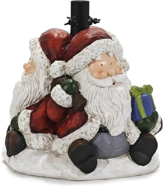 COSE DA CASA Base per Albero di Natale con Babbi Natale e Pacco Regali Decorativo Supporto Natalizio Stabile in Resina Porta Albero per Decorazioni Natalizie