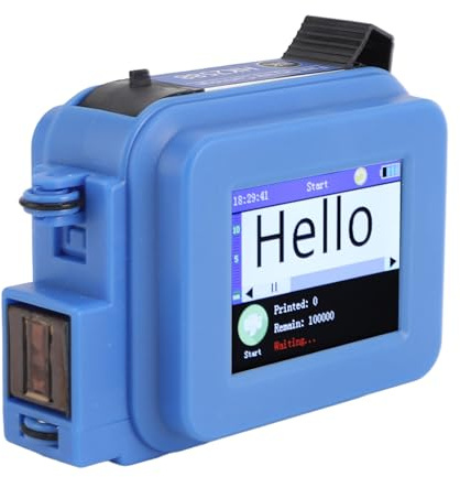 OVAQUIXI Mini Handhållen Bläckstråleskrivare, Bärbar Fickskrivare med 2,4 Tums Pekskärm och Snabbtorkande Bläckpatron, för Datum Streckkod QR-kod Logotyp på Olika Ytor (BLUE)
