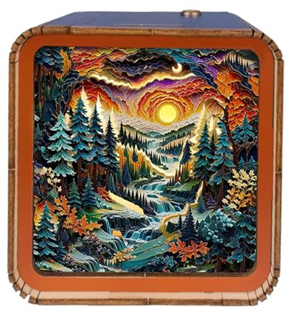 Lampada Puzzle In Legno - Luce Notturna FAI DA TE 9,5 Cm, Illuminazione D'atmosfera Ricaricabile tramite USB, Lampada Da Tavolo Puzzle Decorativa | Creativo In Legno Assemblaggio Notturna Decorazione