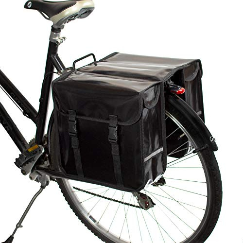 BikyBag Classic CW – Alforjas Dobles para Bicicleta 26L, Impermeables, Resistentes y Universales para Portaequipajes Trasero (Negro)