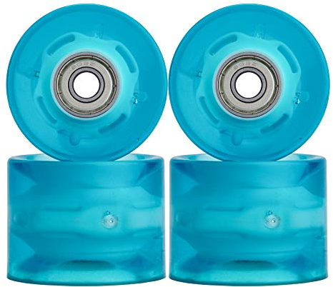 NONMON Cruiser Skateboard Rollen 60mm 78A mit Kugellager 608ZZ ABEC-9, Weich LED Ersatzräder Set mit Lager für Longboard Snakeboard Pennyboard Fishboard, 4 Stück Blau