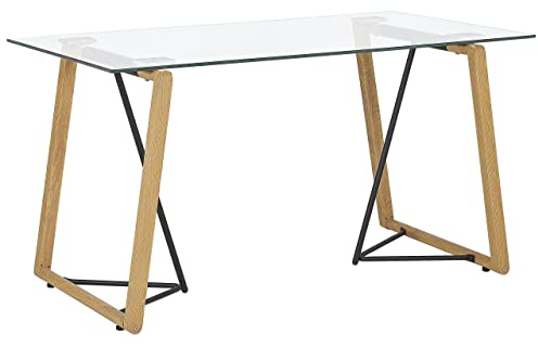 Beliani Esstisch Glas Metallgestell braun/schwarz für 4 Personen 140x80 Loft Stil Tacoma