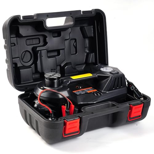 FEANISIFEI Electric Car Jack 5 Ton 12V Floor Jack with Inflator Pump Portable Hydraulic Jack Vehicle Lift for Car SUV Sedan MPV Tire Change with Led Light