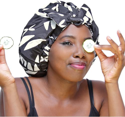 TTAT Shower Cap Extra Large for Braids, Dreadlocks, Locs, Afro, Coily, and Long Hair, Waterproof, Mould Resistant, Reusable, Adjustable, Great for Home, Spa, Conditioning, Self Care, Hotel & Salon
