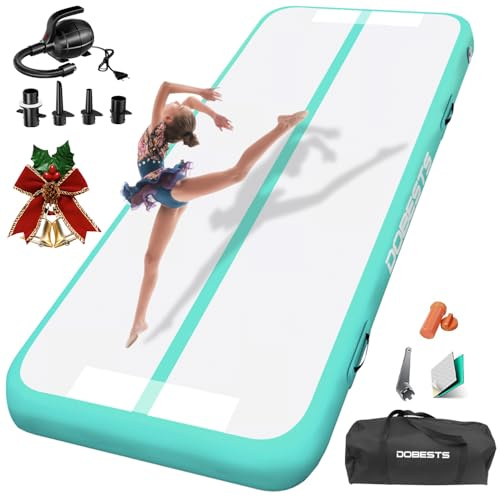 DOBESTS Air Track Colchoneta Gimnasia artistica 2/3/4/5/6m Hinchable 10/15/20cm gruesa, Colchoneta Deportiva con Bomba, tumbling gimnasia de Uso doméstico/Fitness/Yoga (verde, 300x100x10 cm)