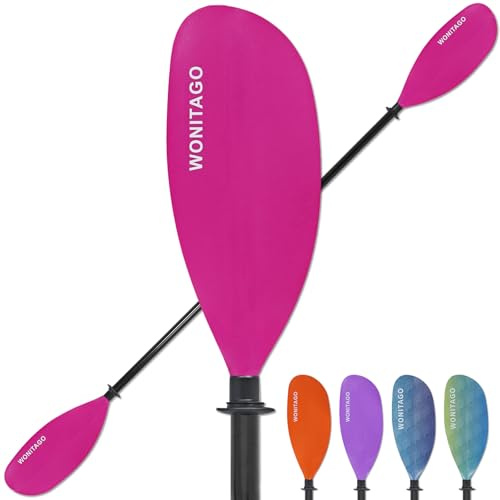 WONITAGO Kayak Paddle with Fiberglass Paddle and Nylon Blade, Adjustable Kayaking Oars, 230-250 cm/90-98 inch, Pink
