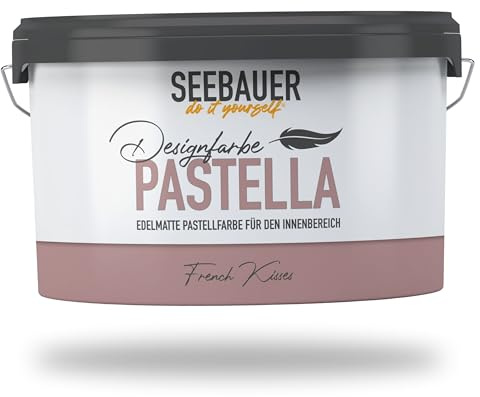 SEEBAUER diy Pastellfarbe PASTELLA Lila 2,5L (French Kisses) Edelmatte Wandfarbe Brombeere - Innenfarbe sehr hohe Deckkraft - Matt, Abwaschbar und Tropffrei