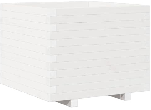 vidaXL Fioriera da Giardino Bianca 60x60x49,5cm Legno Massello di Pino, fioriera, fioriera da Patio, fioriera per Erbe, fioriera da Esterno, fioriera