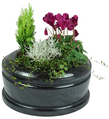designgrab Vaschetta per tomba in granito, Exclusiv-Grande svedese, nero, 33 cm, lucida e graziosa