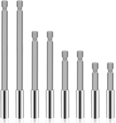 MISIQIMA 8 Pièces Porte Embout Visseuse, Rallonges de Foret Magnétiques, Tige Hexagonale 1/4 Rallonge Visseuse pour Tournevis Manuel et Électrique (60, 75, 100, 150 mm)