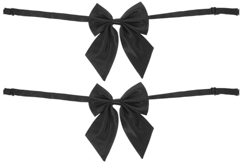 GALPADA Pajarita Negra Ajustable para Mujer 2 Piezas Lazo para Uniforme Escolar Japonés Jk Corbata para Dama Accesorio Versátil para Colegio y Oficina