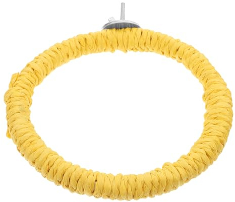 DIKACA Columpio de Cuerda Natural para Pájaros Perchero Redondo para Jaula Juguete para Loros y Periquitos Plataforma Segura para Morder y Trepar Accesorio para Aves en Jaulas