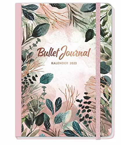 Fogli Bullet Journal A5 Agenda tascabile 2023 con griglia a punti, elastico e segnalibro, pratico calendario per appuntamenti e cose da fare, formato A5