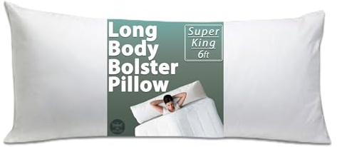 Linen Empire Premium Hollowfiber Filled Bolster Pillow (SUPERKING, 6FT) Full Body Orthopedic Long Pillow for Side Sleeper, Back, Neck, Maternity Support Pregnancy Pillow