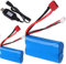 Yangers WLtoys 2 Stück wiederaufladbare Li-Ion-Akkus, 7,4 V, 2000 mAh, 2S, 20 C, T-Anschluss, weiblich, mit USB-Ladegerät für Auto, RC Offroad, LKW, Reiter