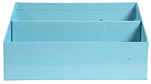 Exacompta 67962D Briefablage & Sortierbox Aquarel aus extra starkem Karton mit 3 Fächern abgestuft 25x10x14 cm für Briefe in DL und C6 und Stifte Pastellfarbe Blau Briefablage Ablagekorb Ablagebox