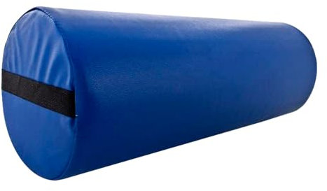 QUIRUMED Cuscino Rullo, 55 x 20 cm, colore blu, similpelle, ergonomico, imbottito in schiuma, per yoga, per fitness, per massaggio
