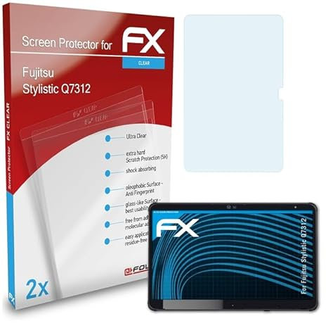atFoliX Schutzfolie kompatibel mit Fujitsu Stylistic Q7312 Folie, ultraklare FX Displayschutzfolie (2X)