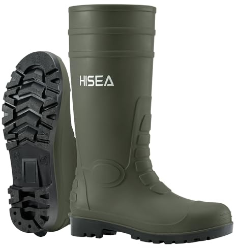 HISEA Men's Rain Boots with Steel Shank Waterproof PVC Rubber Boots