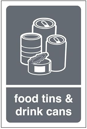 Food tins & drink cans - safety signs(Pack of 2) - 1.2mm Rigid plastic for indoor/outdoor usage (150mm x 100mm) Viewing Distance within 3m.