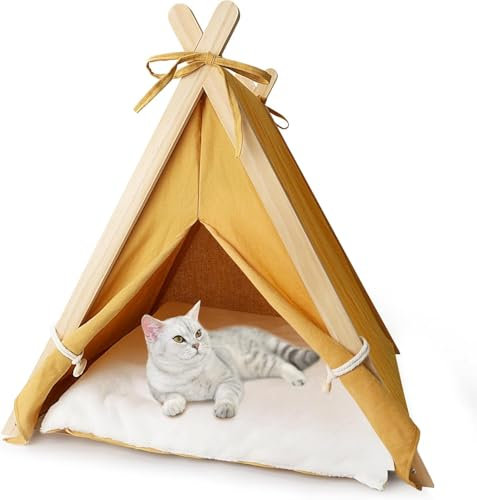 Joyfultails Tipi Zelt für Haustiere Hundezelt Katzenzelt, Haustierzelte Häuser mit Kissen Abnehmbar Haustier Hundebett Katzenbett