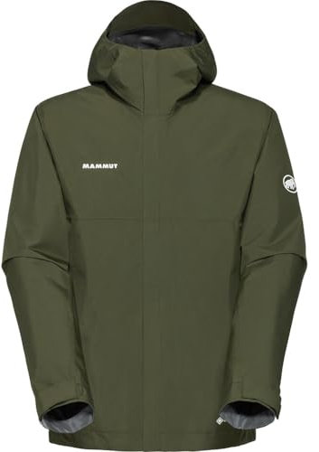 Mammut Treeline Light Hardshell Hooded Jacket Men – Waterproof, Windproof, Dark Marsh, XXLarge