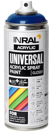 INRAL Acrylic Spray Paint Gentian Blue Glossy RAL5010 [400ml] – Universal Spray for Metal, Plastic, Wood & Stone – High-Coverage, UV & Rain Resistant – Indoor & Outdoor Use