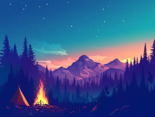 Cielo Estrellado Pintar por Numeros Adultos, Cuadros para Pintar por Numeros Carpa, Kit Completo de Pintura al Óleo con 3 Pinceles + Pigmento Acrílico + Sin Marco Lienzo 40x50cm,Gifts,Model203