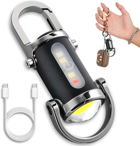 Lampe Torche Porte Clés étanche, 1200LM Lampe de Poche LED Rechargeable, Lampe de Poche Porte clés Super lumineuse, Mini Torche de Rechargeable, pour Randonnée, Travail Nuit et Activités Extérieures