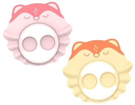 LRXIYODE 2 Stück Teiliges Verstellbares Badekappen mit Ohrenschutz Cartoon Design Wasserabweisend für Shampoo Haarewaschen und Schutz für Augen und Ohren für Junge Mädchen und Kleinkinder