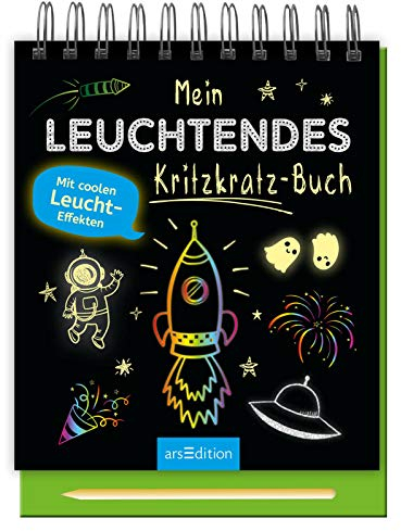 Mein leuchtendes Kritzkratz-Buch: Mit coolen Leucht-Effekten | Kreativer Kratzelspaß mit Malideen und Holzstift für Kinder ab 5 Jahren