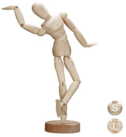 Relaxdays Maniquí, Figura Articulada, Madera, 21,5 cm, Marrón Natural
