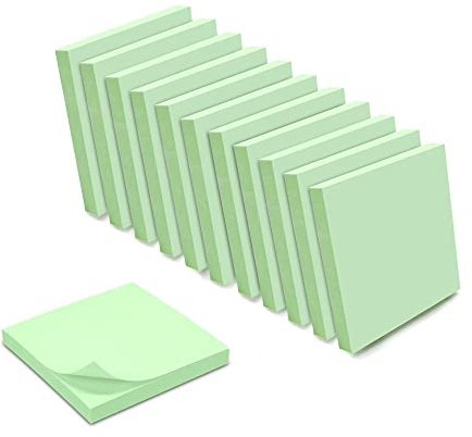 WAYTEX 1200 Haftnotizen, wiederverwendbar, Pastellgrün, 12 Blöcke mit 100 Blättern, 75 x 75 mm, 1200 Stück
