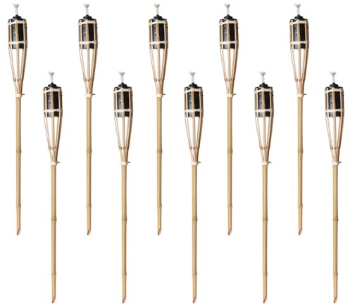 Natural Handmade Bamboo Garden Tiki Torch 60cm/90cm/120cm - for use with Parrafin or lamp Oil (60cm, Pack of 10)