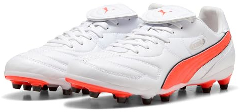 PUMA Botas de fútbol Unisex King Liga FG/AG, Puma Blanco Rojo Luminoso PUMA Negro, 38.5 EU