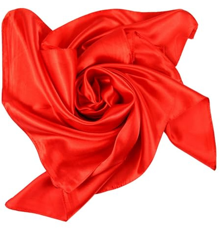 JK Home Faux Soie Écharpe Carrée Foulard Cheveux Bandanas 90x90cm | Coiffure Accessoires pour Femme Sport Mariage Anniversaire Plage