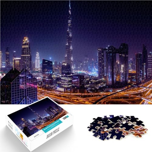 Präzisionsgeschnittenes 1000-teiliges Puzzle Dubai Reisen Burj Khalifa Aus Karton ab 14 Jahren DIY-Spielzeug Einzigartige Geschenke zum Geburtstag und zu Weihnachten。Größe：26x38cm/10.2x14.9Zoll