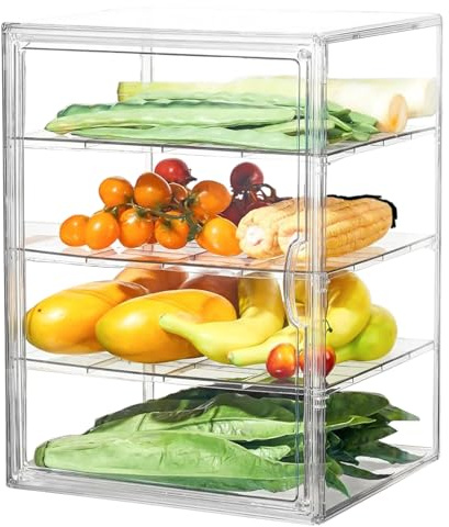 Baoqifong Vitrina Para Pasteles - Vitrina Transparente De Almacenamiento De Pan 4 Capas,Contenedores Herméticos De Almacenamiento Para Cocina Despensa Encimera Y Apartamento Hogaza Casera Masa