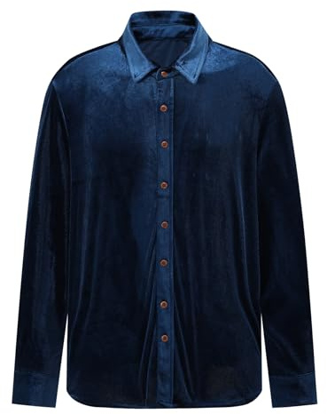 YFFUSHI Camisa Hombre en Terciopelo de Mangas Largas Informal Vintage Corte Regular Stretch para Noche Fiesta Boda
