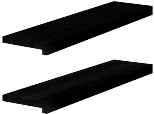 Ziaphsol Lot de 2 rebords de fenêtre en chêne massif - Marron et noir - 80 x 20 x 2 cm - Pour rebord de fenêtre - Montage dans la construction de fenêtres, rénovation, rénovation